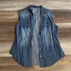 Papermoon Chambray Sleeveless Top - Blue